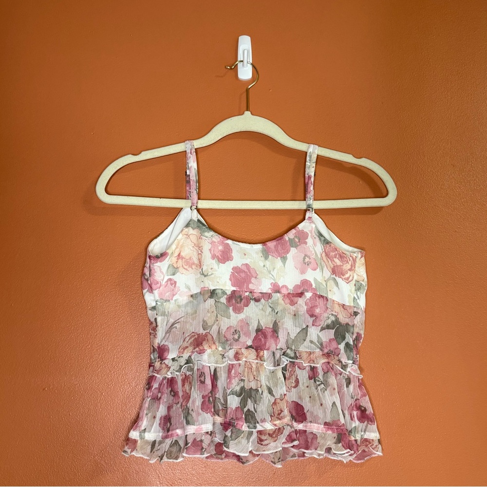 Hollister Chiffon Floral Tie-Front Blouse Womens Size XXS - Picture 6 of 7